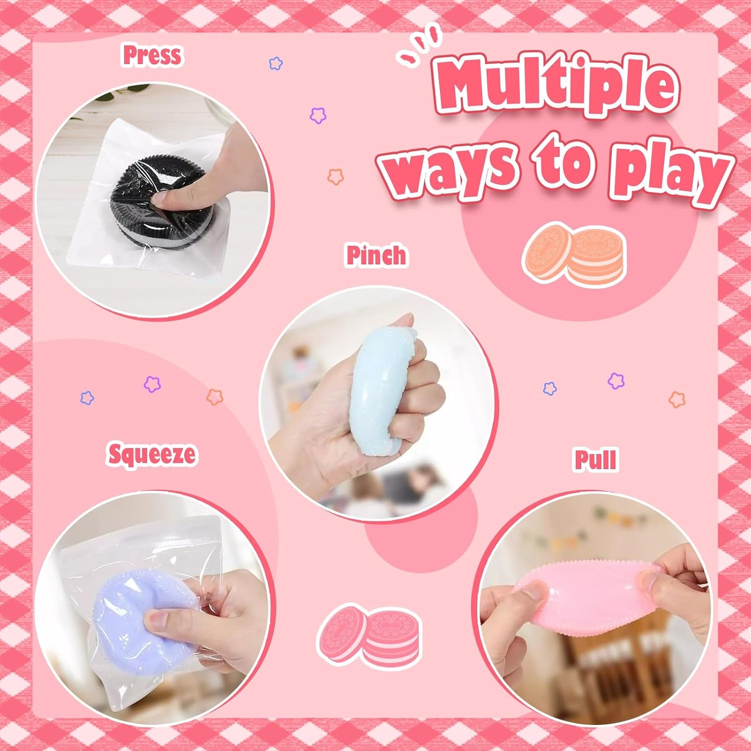 Stress Relief Squeeze Toy Set - 4-Piece Biscuit Simulation Squishy Collection