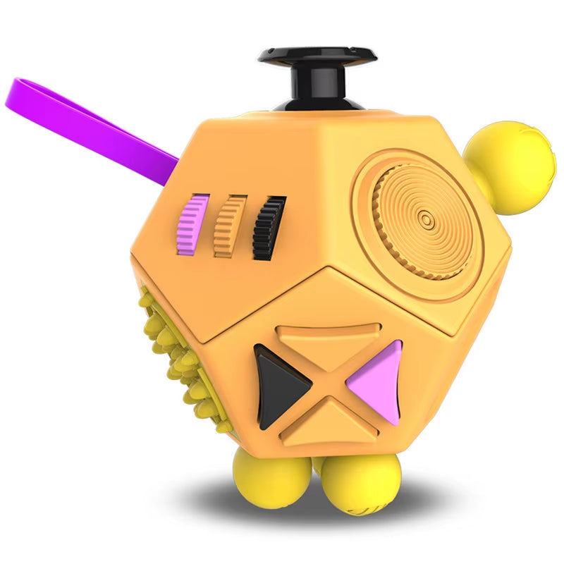Fidget Cube EDC Stress Relief Toy - Sensory Fidgeting Dice for Adults and Children with Autism and ADHD, 12 Sides for Enhanced Focus