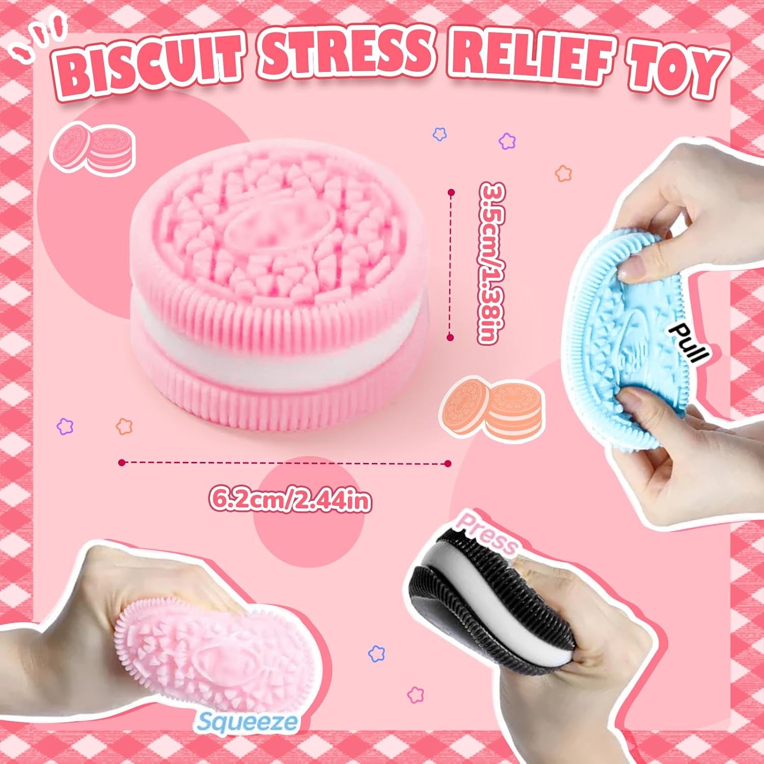 Stress Relief Squeeze Toy Set - 4-Piece Biscuit Simulation Squishy Collection