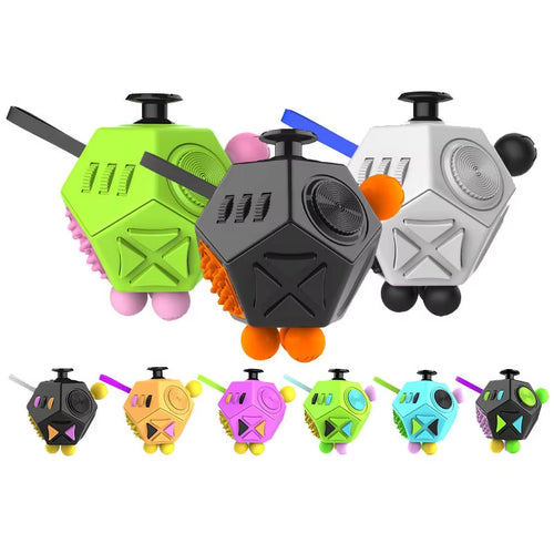 Fidget Cube EDC Stress Relief Toy - Sensory Fidgeting Dice for Adults and Children with Autism and ADHD, 12 Sides for Enhanced Focus