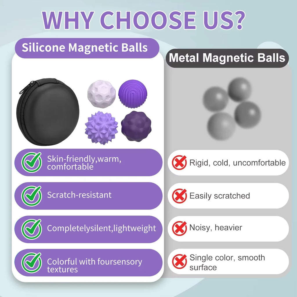 Silicone Magnetic Sensory Balls - Therapeutic Fidget Toy for Anxiety Relief and Support for Autism