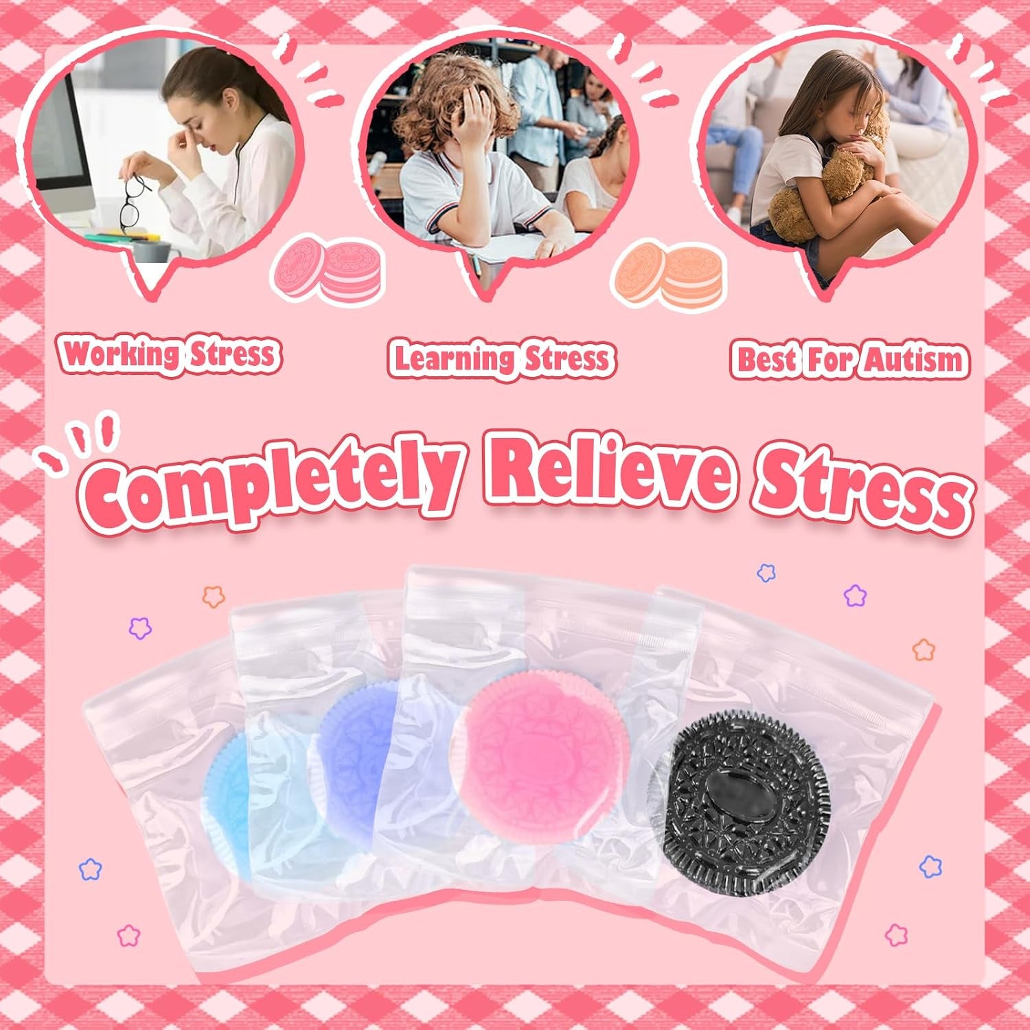 Stress Relief Squeeze Toy Set - 4-Piece Biscuit Simulation Squishy Collection