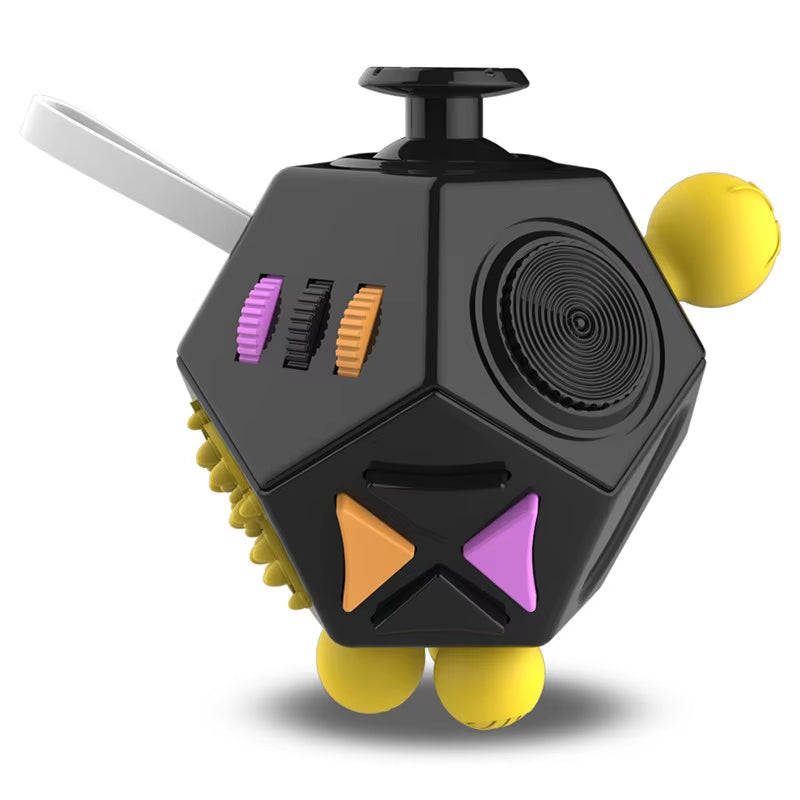 Fidget Cube EDC Stress Relief Toy - Sensory Fidgeting Dice for Adults and Children with Autism and ADHD, 12 Sides for Enhanced Focus