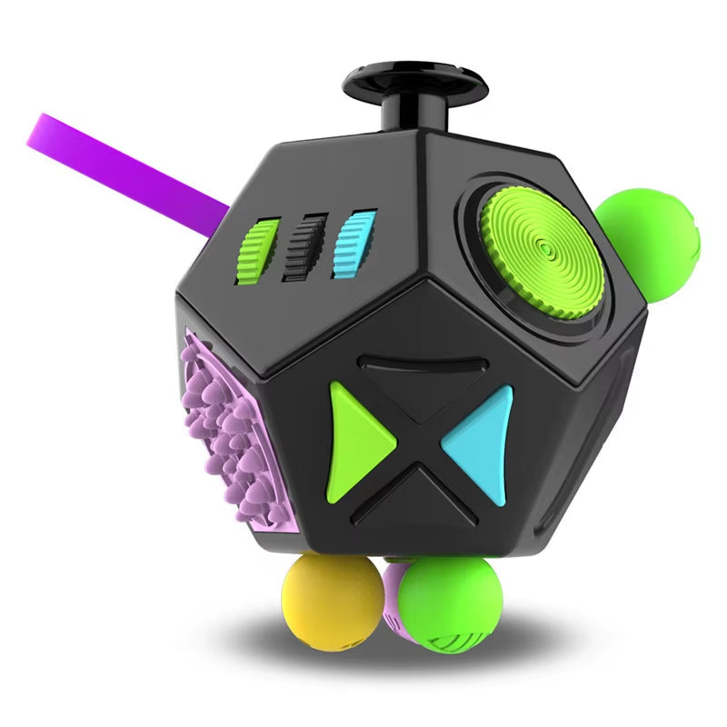 Fidget Cube EDC Stress Relief Toy - Sensory Fidgeting Dice for Adults and Children with Autism and ADHD, 12 Sides for Enhanced Focus