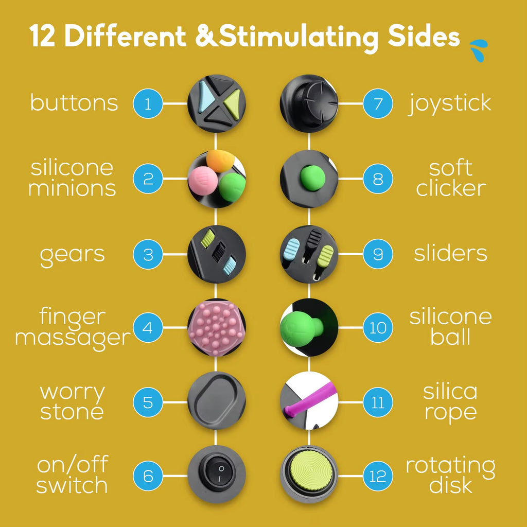 Fidget Cube EDC Stress Relief Toy - Sensory Fidgeting Dice for Adults and Children with Autism and ADHD, 12 Sides for Enhanced Focus