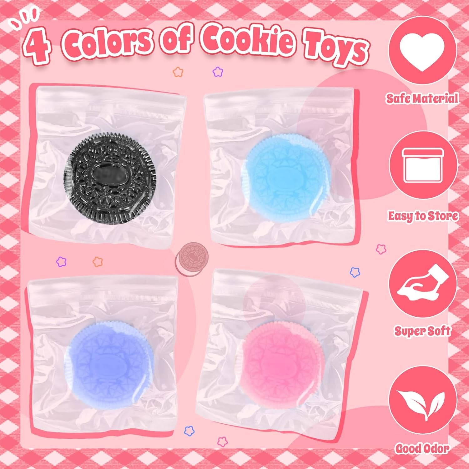 Stress Relief Squeeze Toy Set - 4-Piece Biscuit Simulation Squishy Collection