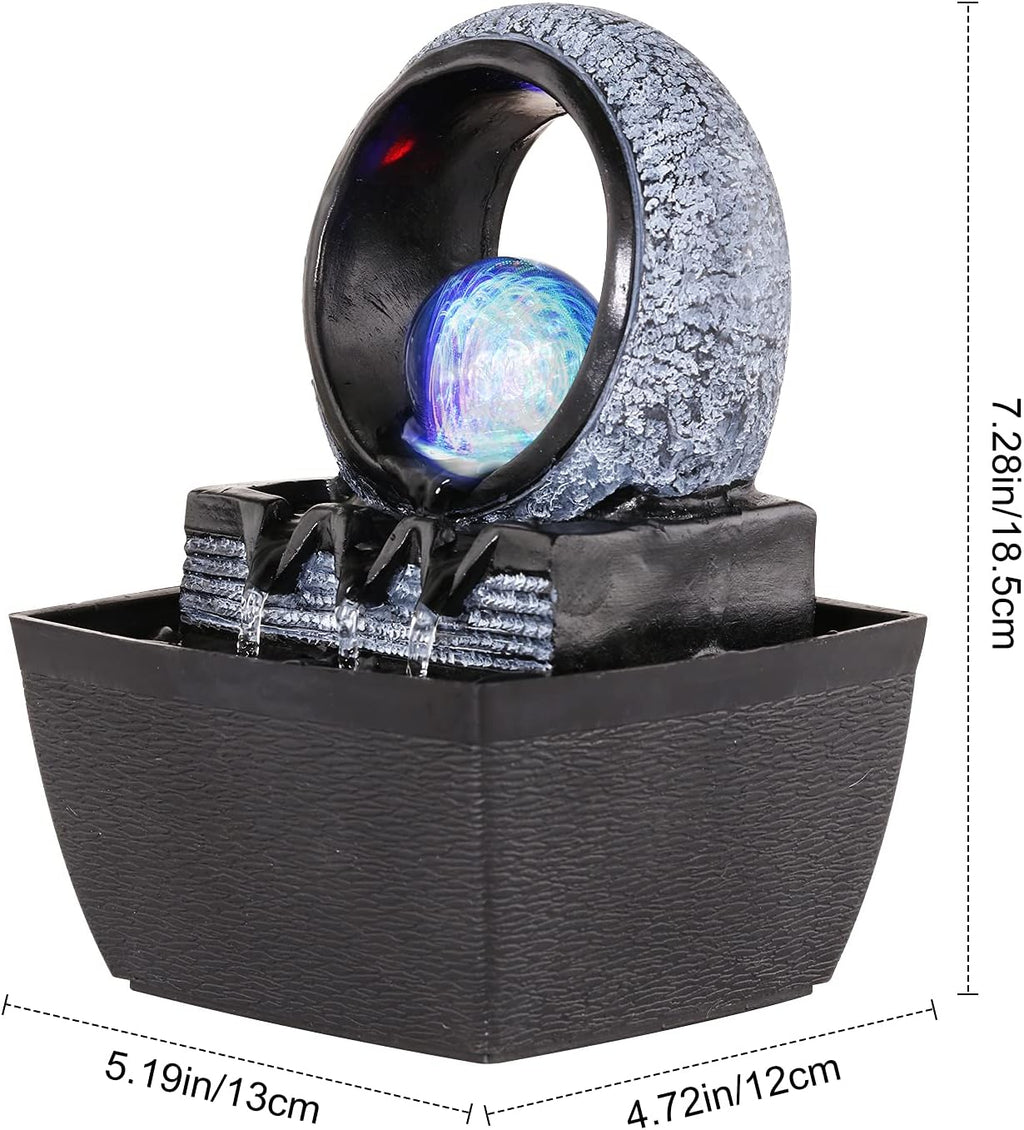 Indoor Water Fountain with Illuminated Sphere Feature