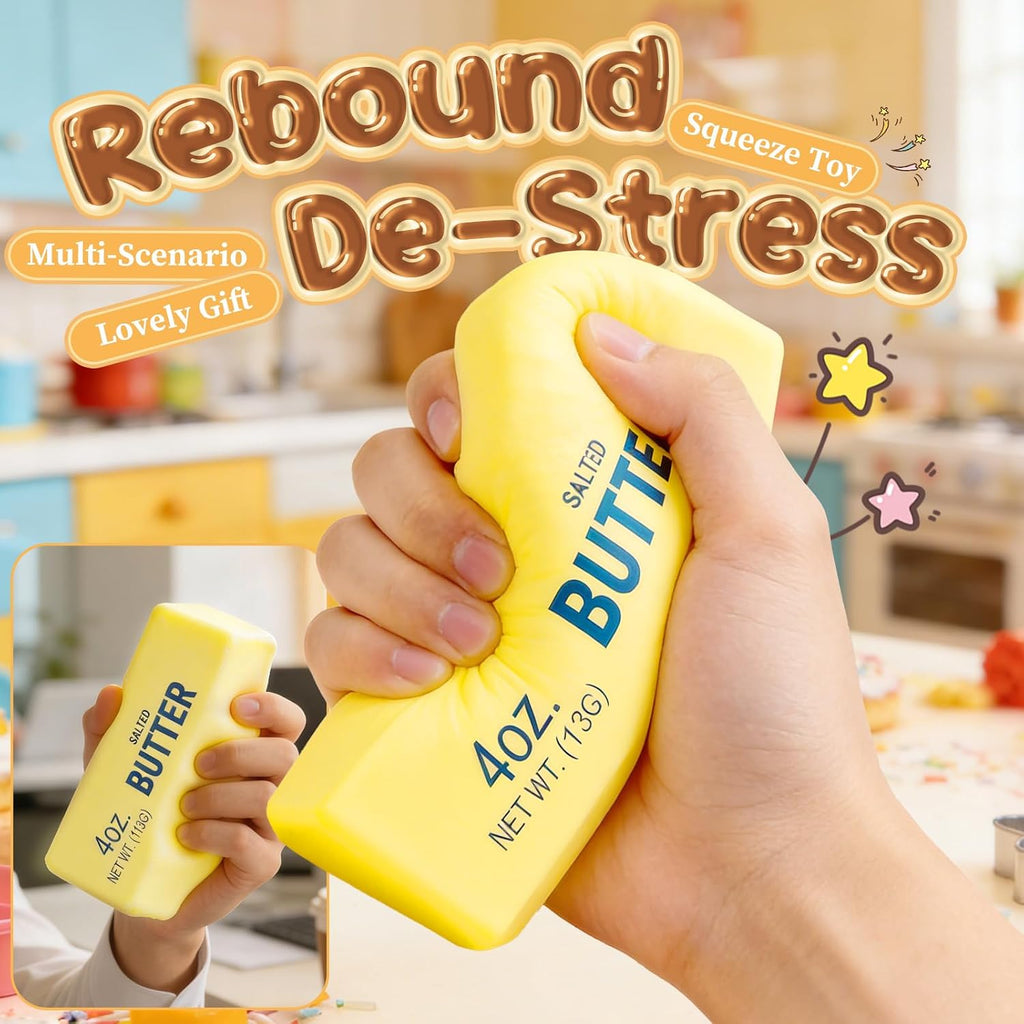 Butter Squeeze Stress Relief Toy - 5.5" x 1.5" Slow Rebound Sensory Ball for Adults, Unique Office Decor (Single Unit)