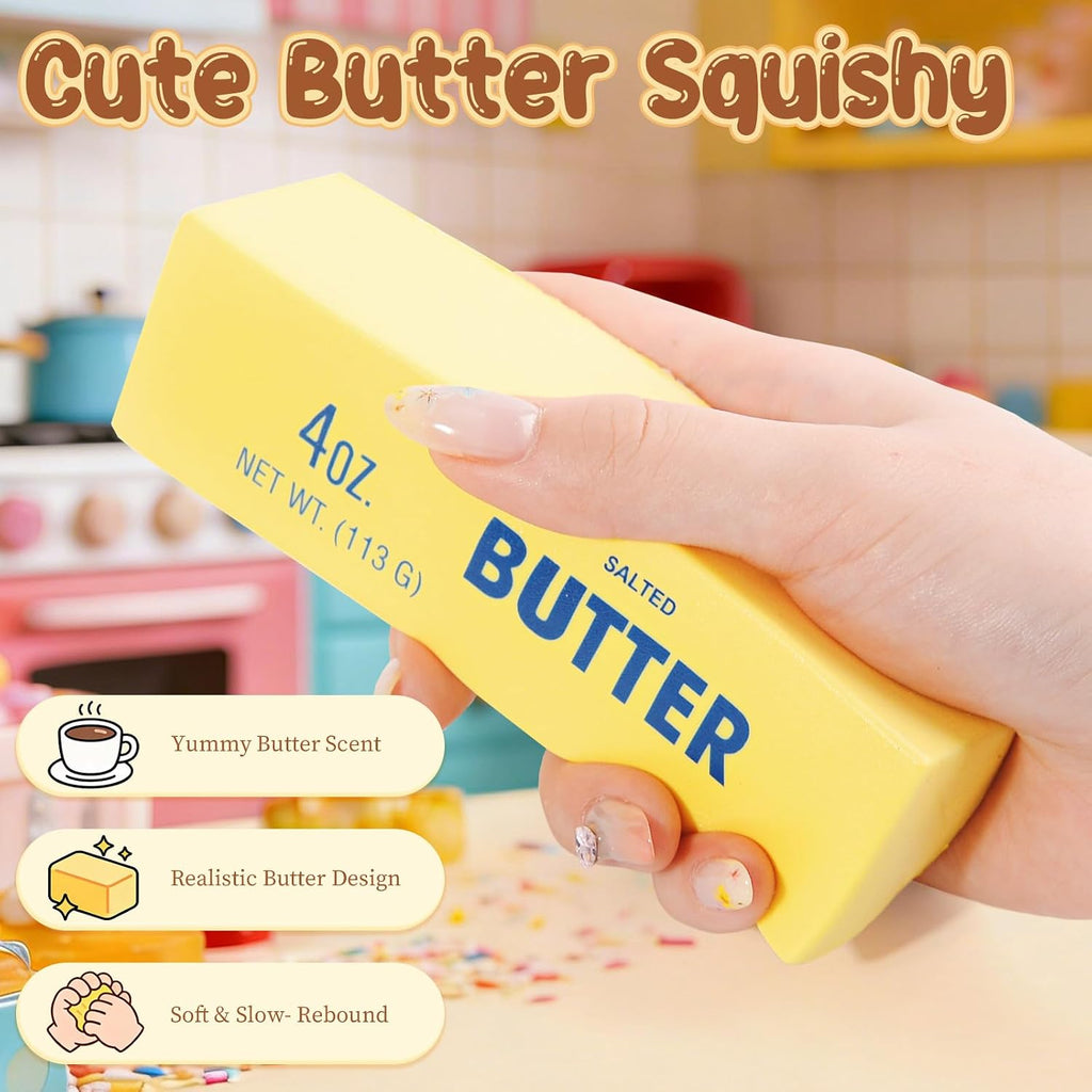 Butter Squeeze Stress Relief Toy - 5.5" x 1.5" Slow Rebound Sensory Ball for Adults, Unique Office Decor (Single Unit)