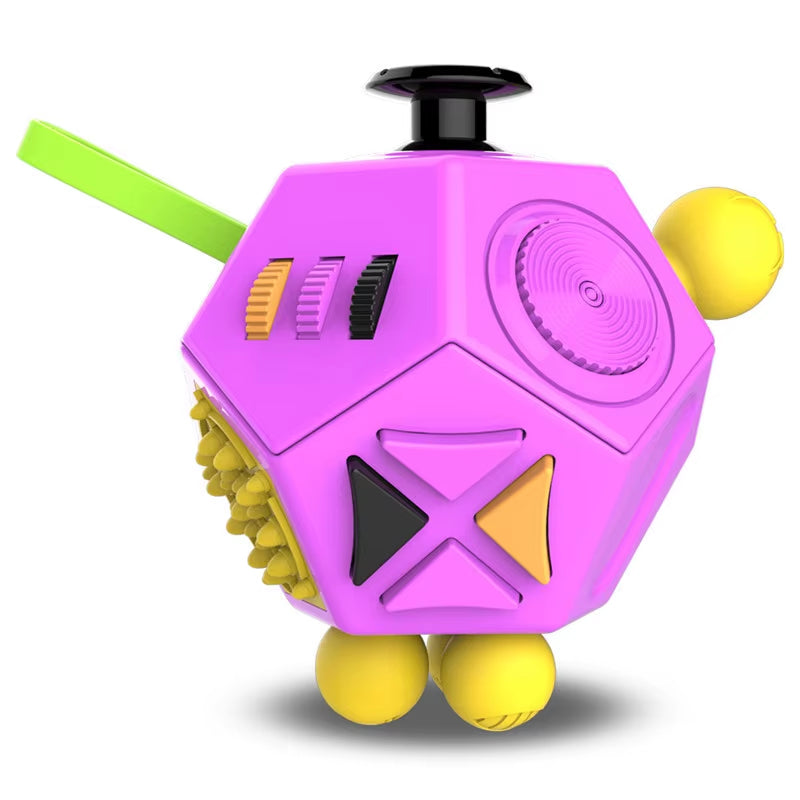 Fidget Cube EDC Stress Relief Toy - Sensory Fidgeting Dice for Adults and Children with Autism and ADHD, 12 Sides for Enhanced Focus